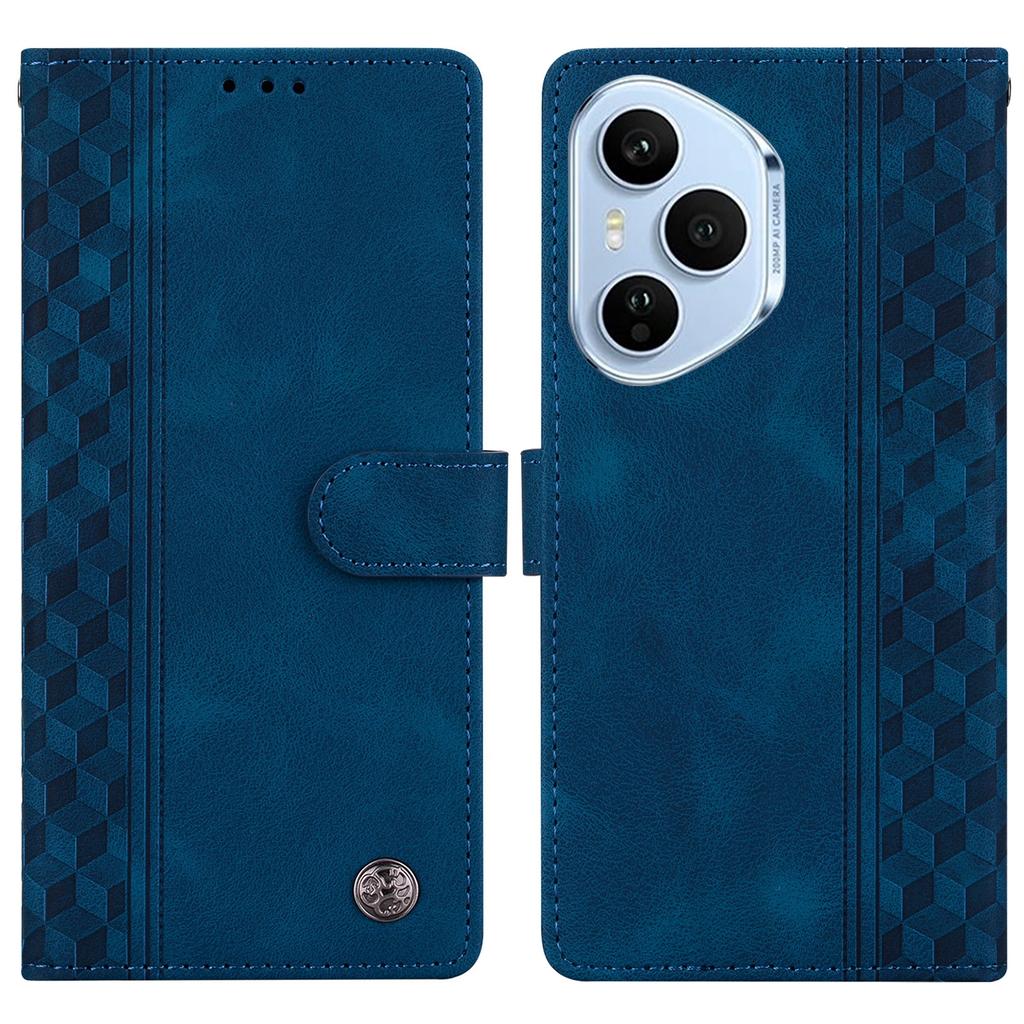 For Honor 400 Pro 5G (Global) Leather Case Imprinted Checkered Pattern Wallet Stand Flip Phone Cover