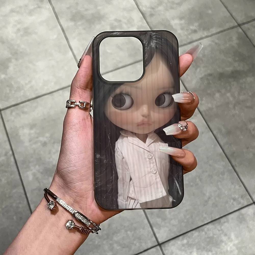 Темная милая кукла Арт для IPhone 16 15 14 13 12 11 17 Pro Max Plus Волна Гофрированный чехол для телефона Защитный от падения