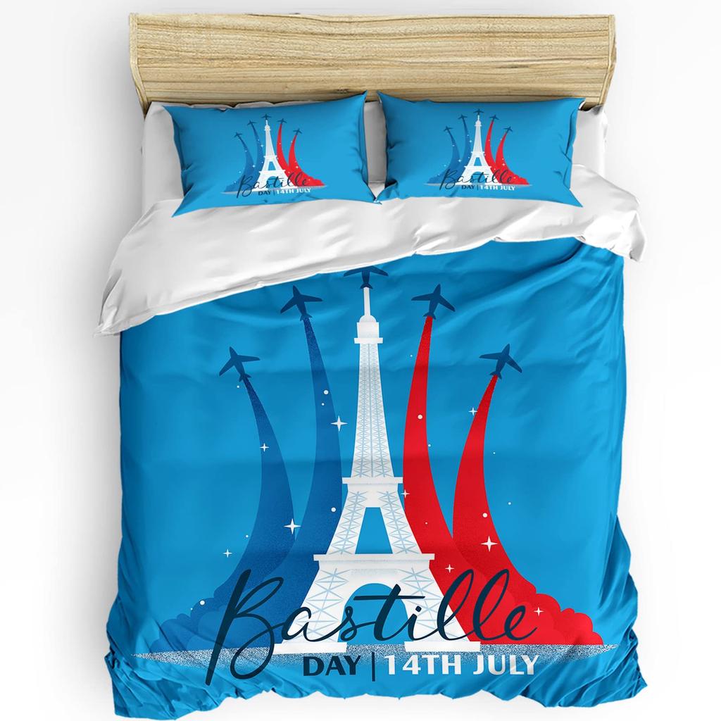 Turquoise Palm Tree Bedding Three-Piece Quilt Cover