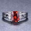 1Pc Silvery Color Women Rectangle Cut Red Stone CZ Crystal Claw Ring Princess Jewelry Gift