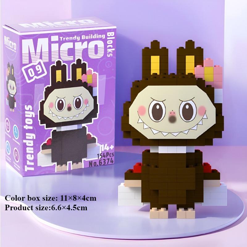 Лабубу мелкий строительный блок, совместимый со строительным блоком Lego, собранный строительный блок Лабубу, детская развивающая игрушка, украшение