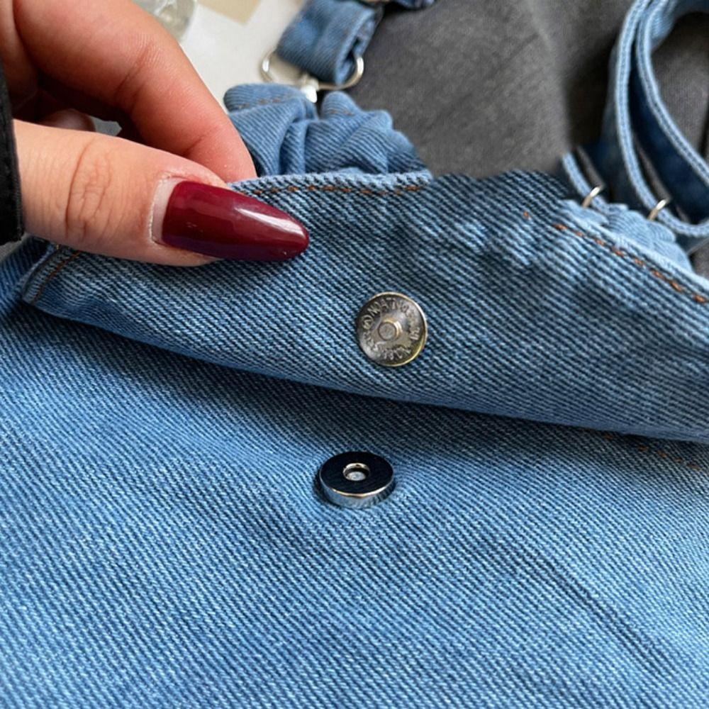 Crossbody Bag Drawstring Bucket Bag Korean Style Mobile Phone Bag Retro Denim Shoulder Bag Women
