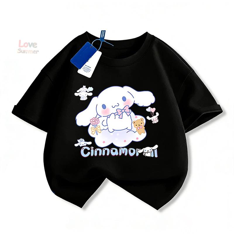 Летняя одежда для девочек Sanrio Мальчишеская футболка с принтом Мультяшный топ с коротким рукавом Комплект