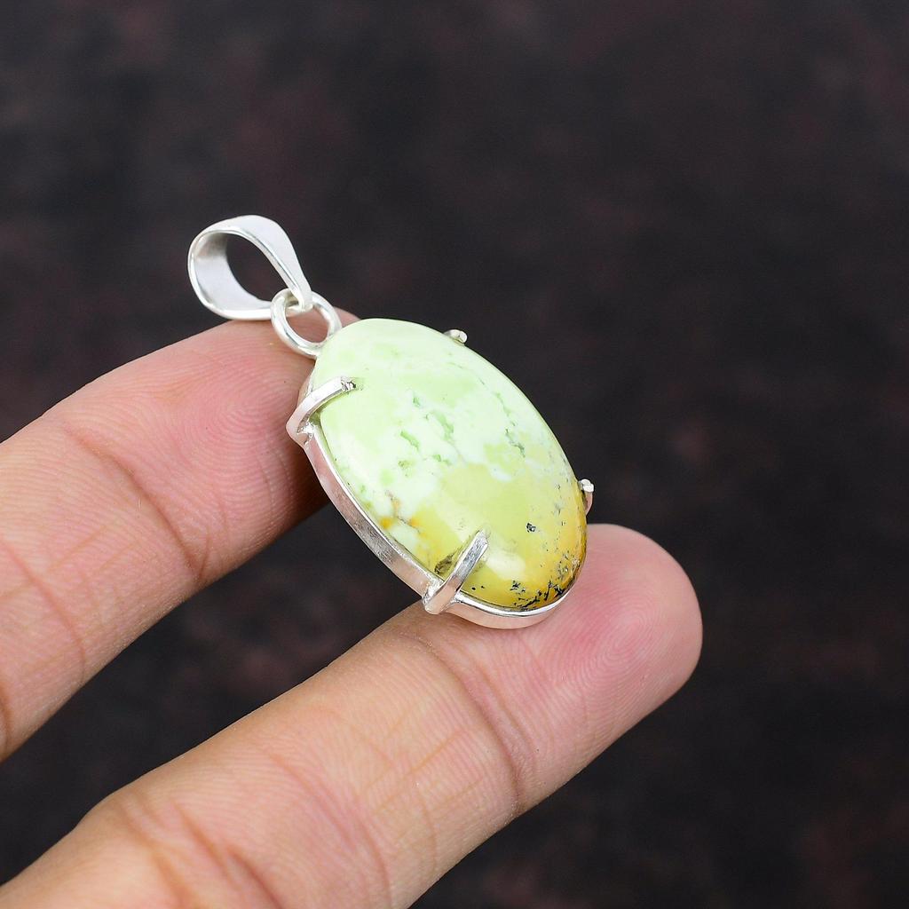 Lemon Chrysoprase Pendant 925 Sterling Silver Pendant A One Quality Gemstone Jewelry Handmade Elegant Pendant Gift For Her Wonderful Jewelry