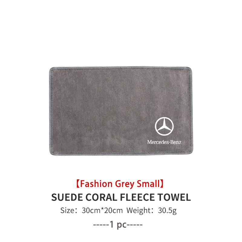 FFYE5 For Mercedes Benz Microfiber Car Cleaning Towel Suede Drying Cloth Auto Accessories AMG A B C E S G Class A180 CLK CLA GLE GLC