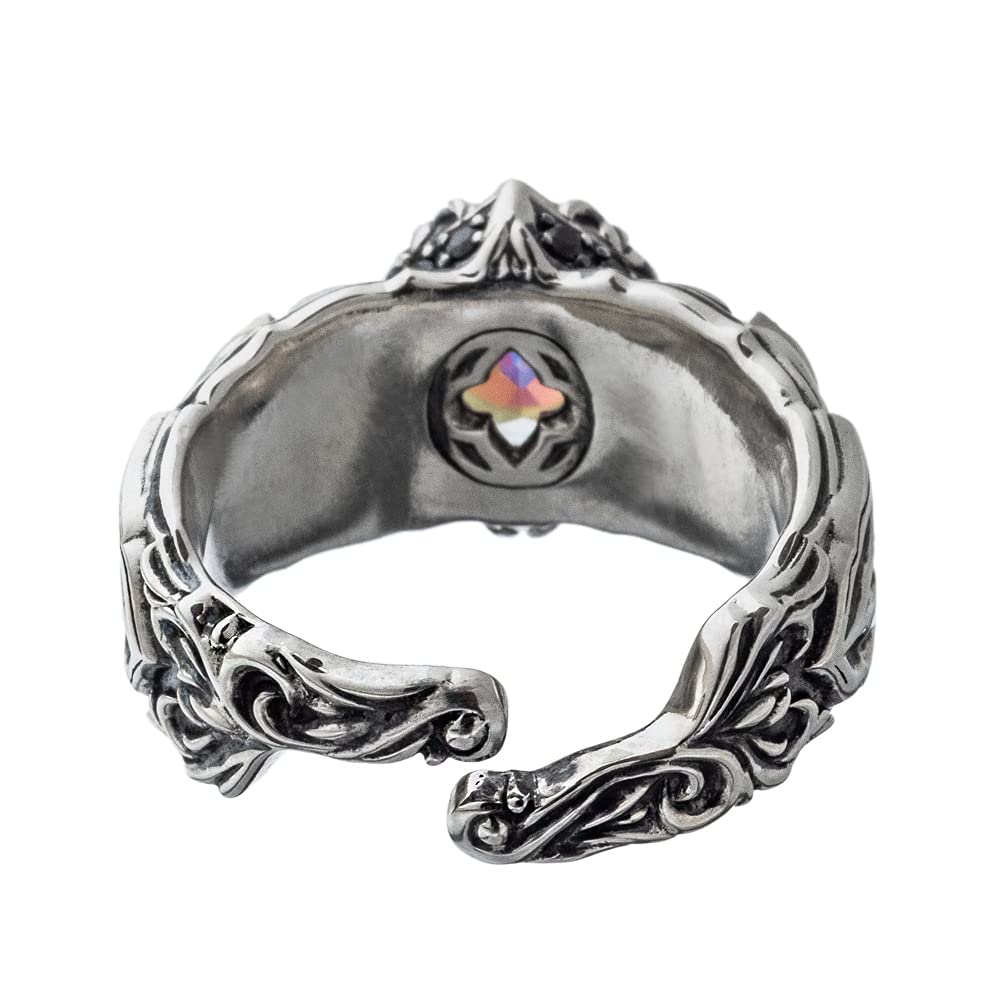 Artemis Classic Rhombus Mystic White Rainbow Silver Ring Silver Accessories for Men and Brand Silver 925 Silver Mystic Ring, (ACR0290), Women,