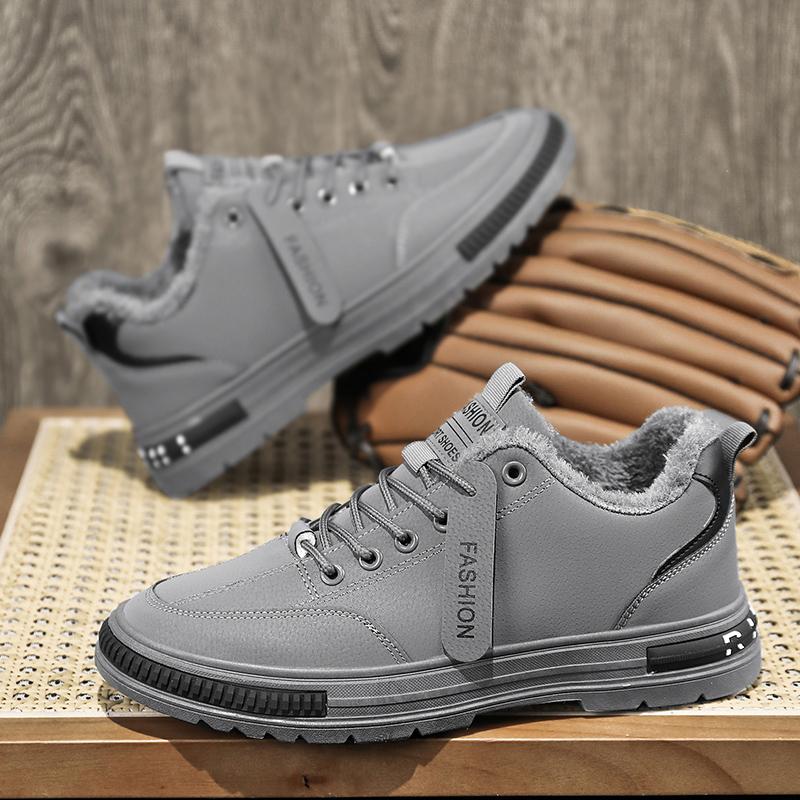 Зимняя плюшевая мужская обувь, новая рабочая одежда, кроссовки для походов на толстой подошве, модные универсальные нескользящие кроссовки, повседневная обувь для сноуборда 2024