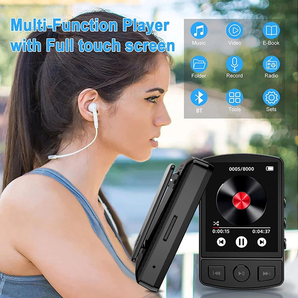 MP3-плеер Bluetooth 5.2 1,77-дюймовый экран музыкальный плеер с динамиками качество звука без потерь с записью электронных книг воспроизведение видео