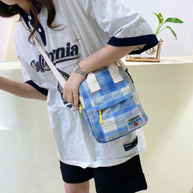 Жареная Уличная Женская Сумка Маленькая Квадратная Сумка Новая Сумка Литературная Клетчатая Милая Сумка Через Плечо Кроссбоди