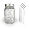 Mason Jar with 37.5 Cl Diamond Lid + 4 Stainless Steel Straws