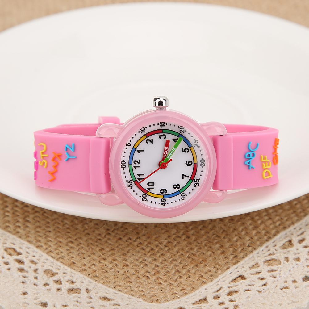 Детские водонепроницаемые часы с рисунком из мультфильма, детские наручные часы с функцией распознавания времени, розовый