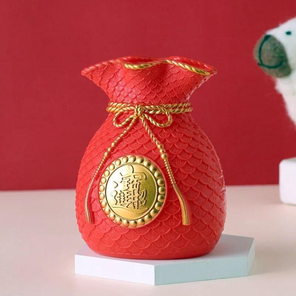 Plastic Fortune Making Flower Vase Red/Gold Flower Arrangement Vase  Home