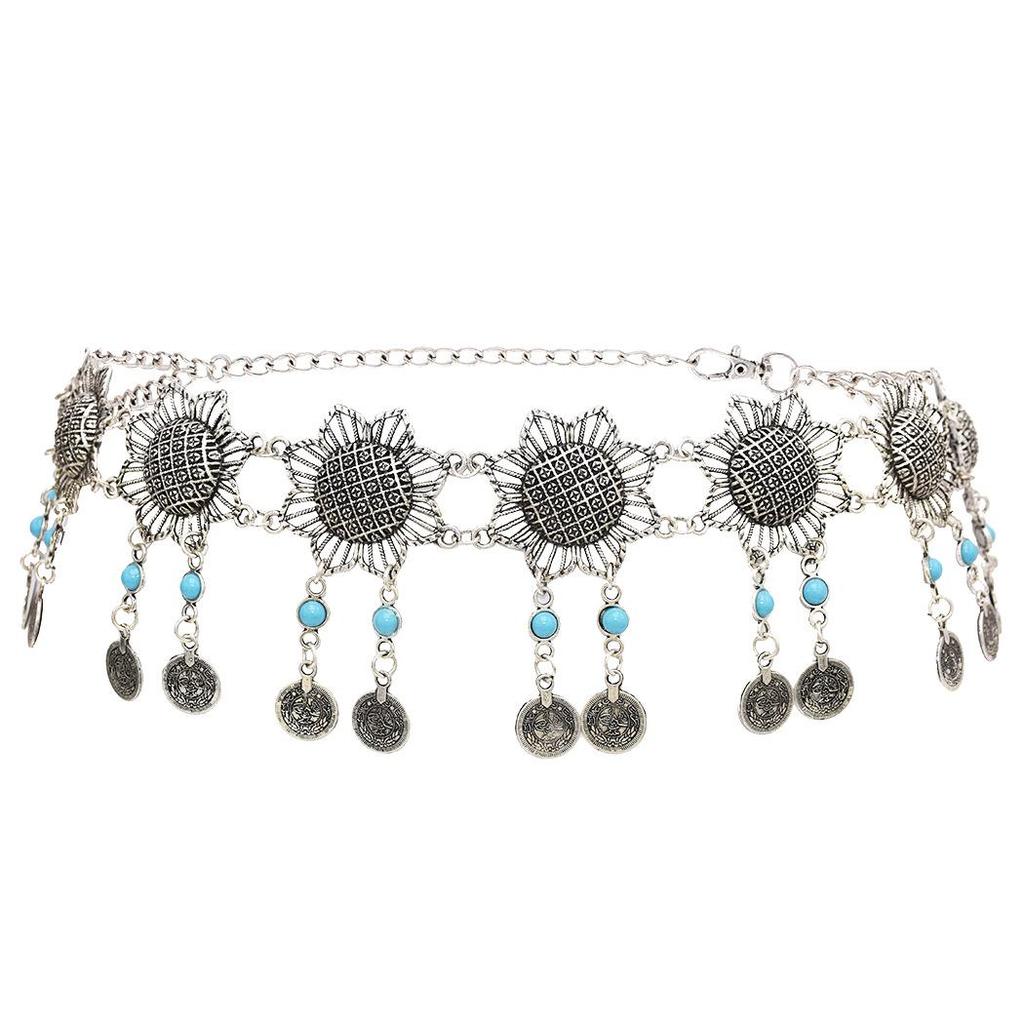 Bohemian Retro Flower Tassel Waist Chain for Belly Dance