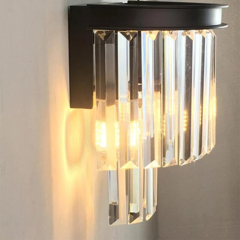 Американская спальня прикроватная лампа настенная лампа гостиная кабинет коридор лампа скандинавский свет роскошный современный хрустальный настенный светильник украшение комнаты