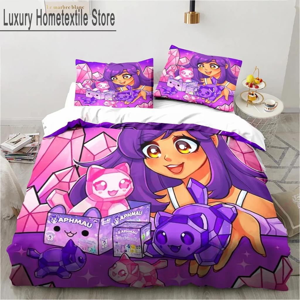 Cartoon Game Cute Aphmau With Wings Bedding Set Boys Girls Twin Queen King Size Duvet Cover Pillowcase Bed Boys Adult
