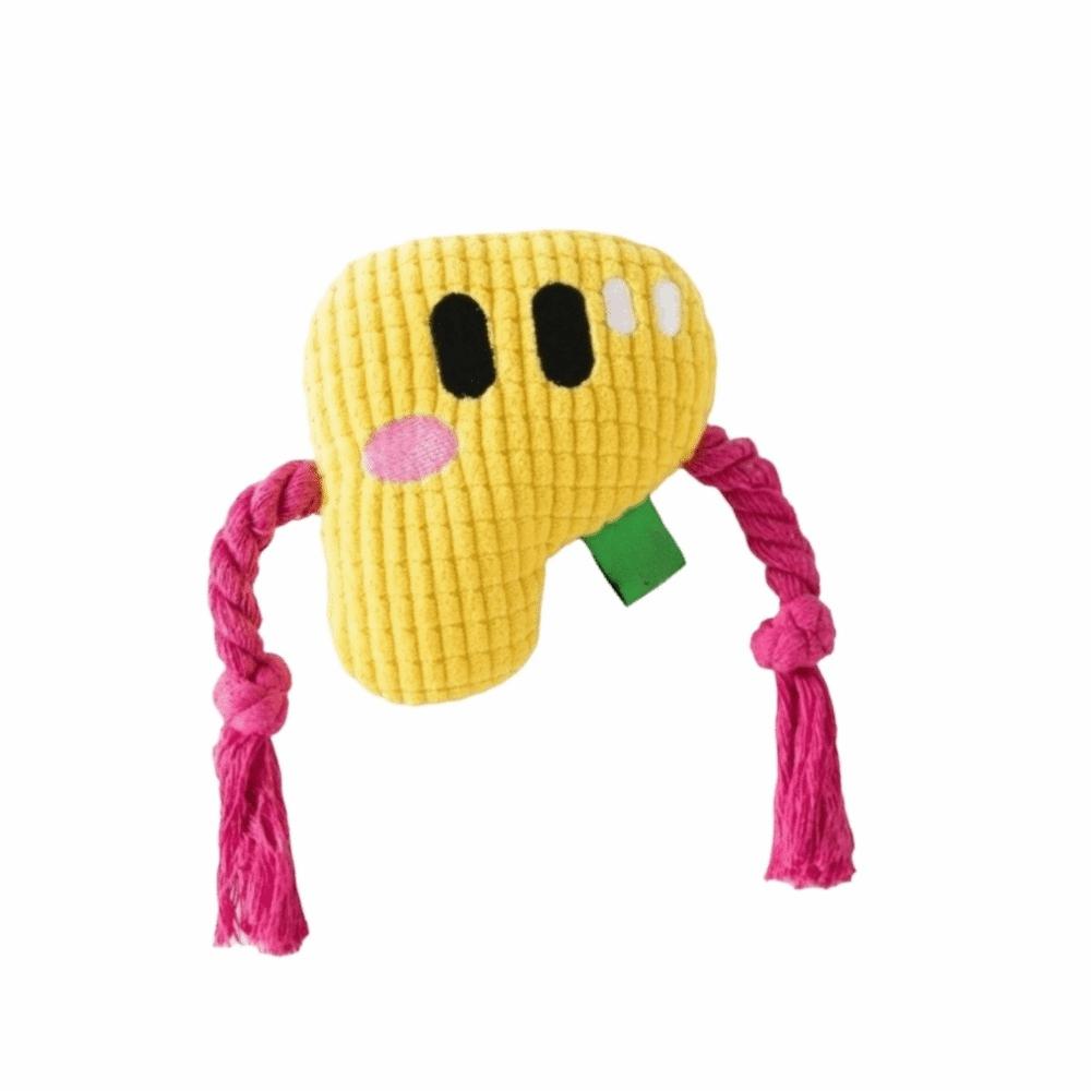 Alphabet Sounds Dog Chew Toy Chew Resistant Pineapple Fleece Dog Rope Knot Toy Bite Resistant Two-Tone Color Blocking