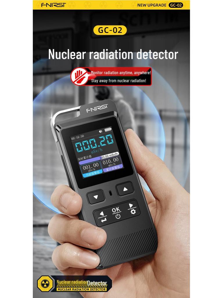 FNIRSI GC-02 Профессиональный детектор ядерного излучения и персональный счетчик Гейгера с сигнализацией дозы