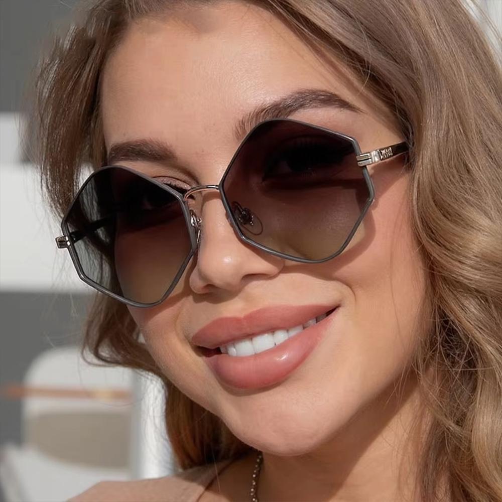 Дизайн бренда Полигональные солнцезащитные очки Женские Классические шестиугольные солнцезащитные очки Модные очки для вождения Мужские Роскошные UV400 Женские очки