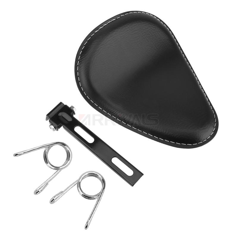 Мотоциклетное кожаное седло Ретро Черное кожаное одиночное сиденье для Harley Custom Chopper Bobber Honda Yamaha Kawasaki Suzuki