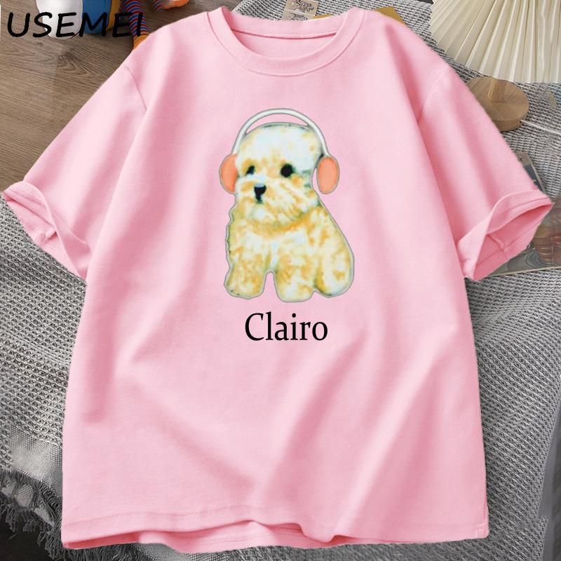 Clairo Dog Puppy Headphones TShirt Funny Cute Cat Tee Merch Y2k Unisexs Clothing Oversized Harajuku Unisexs Printed Cotton Tee Shirt