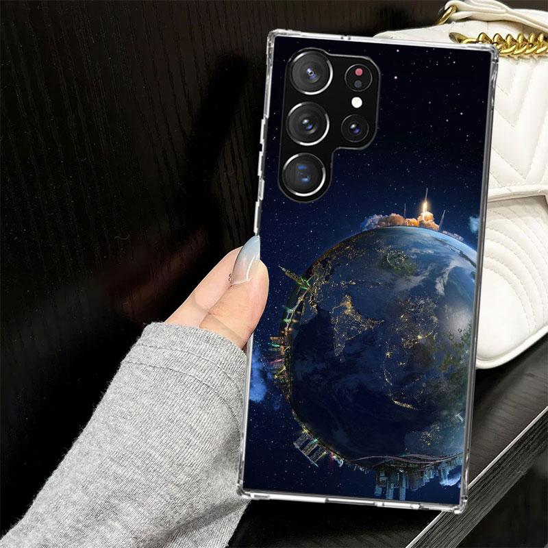 Чехол Earth Stars Space для Samsung Galaxy S25 S24 S23 S22 Ultra Мягкий чехол для телефона S25 Edge S21 Plus S20 FE S10 + Черный чехол
