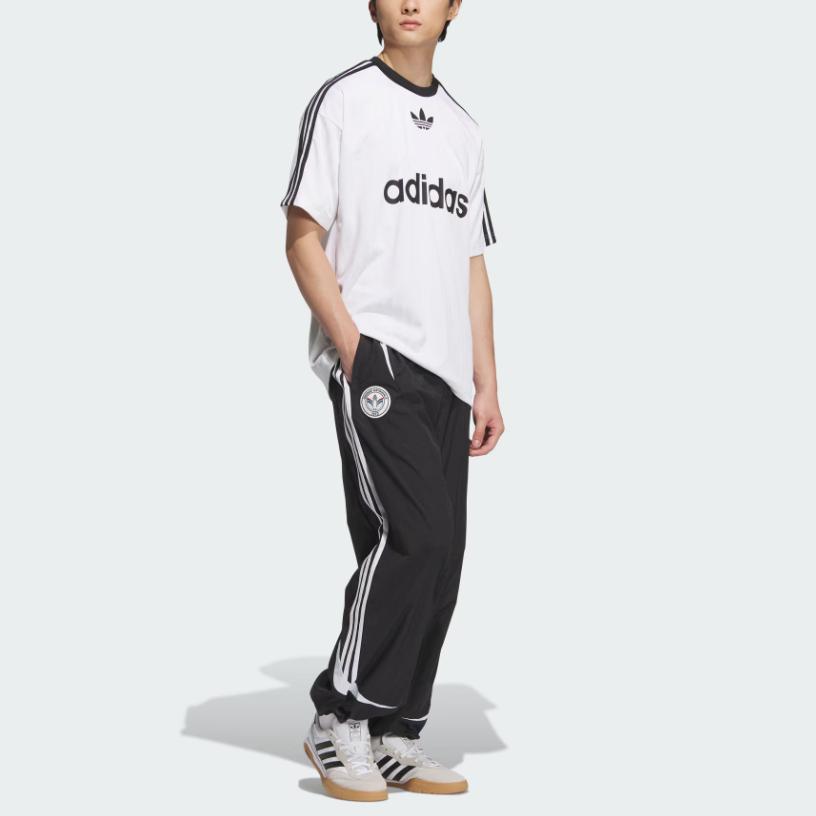 adidas Оригинальные спортивные брюки Adicolor Adicool FW24 BC TP в полоску свободного кроя со шнурком, мужские брюки черного цвета JL8355