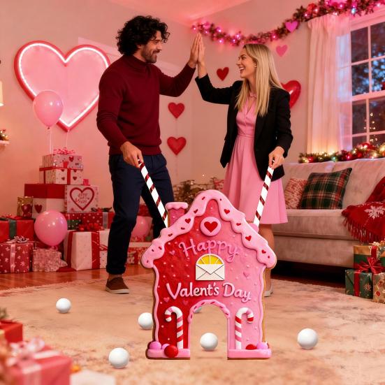 Набор для игры в гольф «Пряничный леденец» на День святого Валентина, поле для мини-гольфа с клюшкой и 6 мячами для веселья на семейной вечеринке в помещении, дома, в офисе