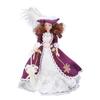 Miniature Porcelain People Victorian Style Dark Purple Skirt Hat Woman Ceramic Doll for 1/12 Doll