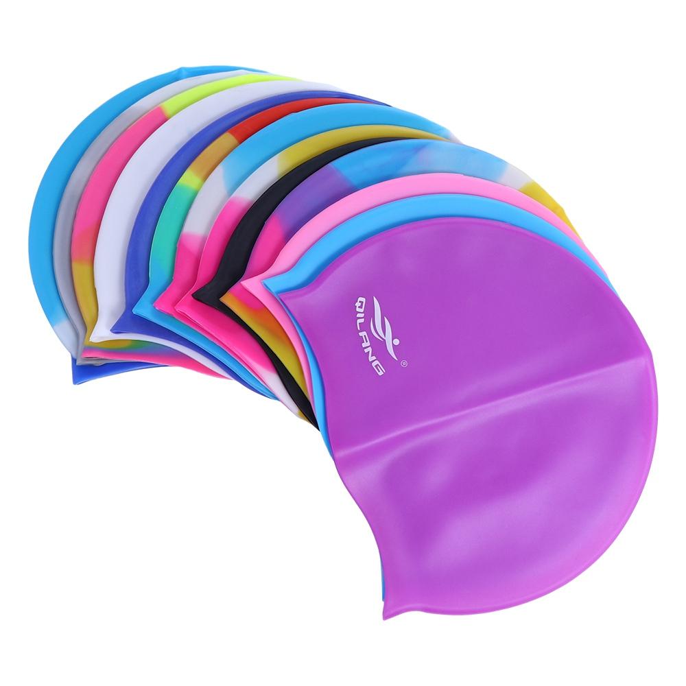 Plus Size Colorful Swim Cap Flexible Long Hair Bathing Cap Swim Pool Hat Swimming Cap Swimming Hat