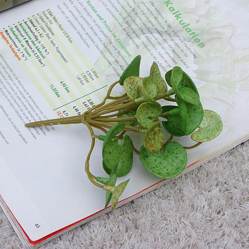 5Pcs Artificial Copper Coin Grass Artificial Plants Fake Green Plant for Home Party Office Table Decor Desktop Plants Bonsai