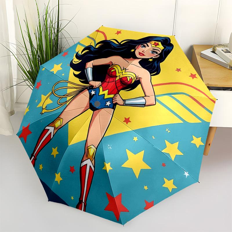 1pc Wonder Woman Umbrella - Automatic Open Compact Travel Umbrella with 11-Rib Durable Frame yy251021054