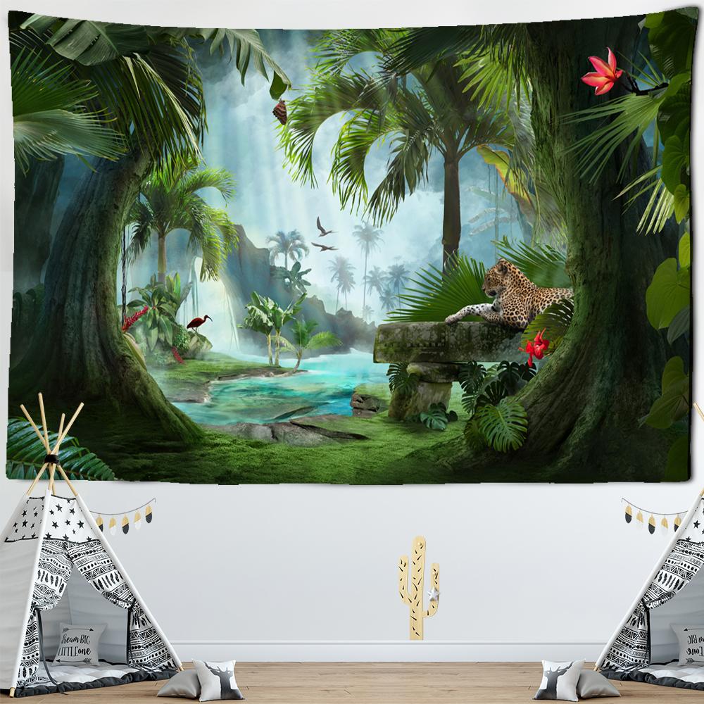 Гобелен из натуральных растений, настенный гобелен с изображением животных, декоративный хиппи, богемный ковер, воздушный фон, ткань