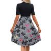 Women's Fashion Casual Belt Short Sleeve Round Neck Floral Elegant Temperament Dress