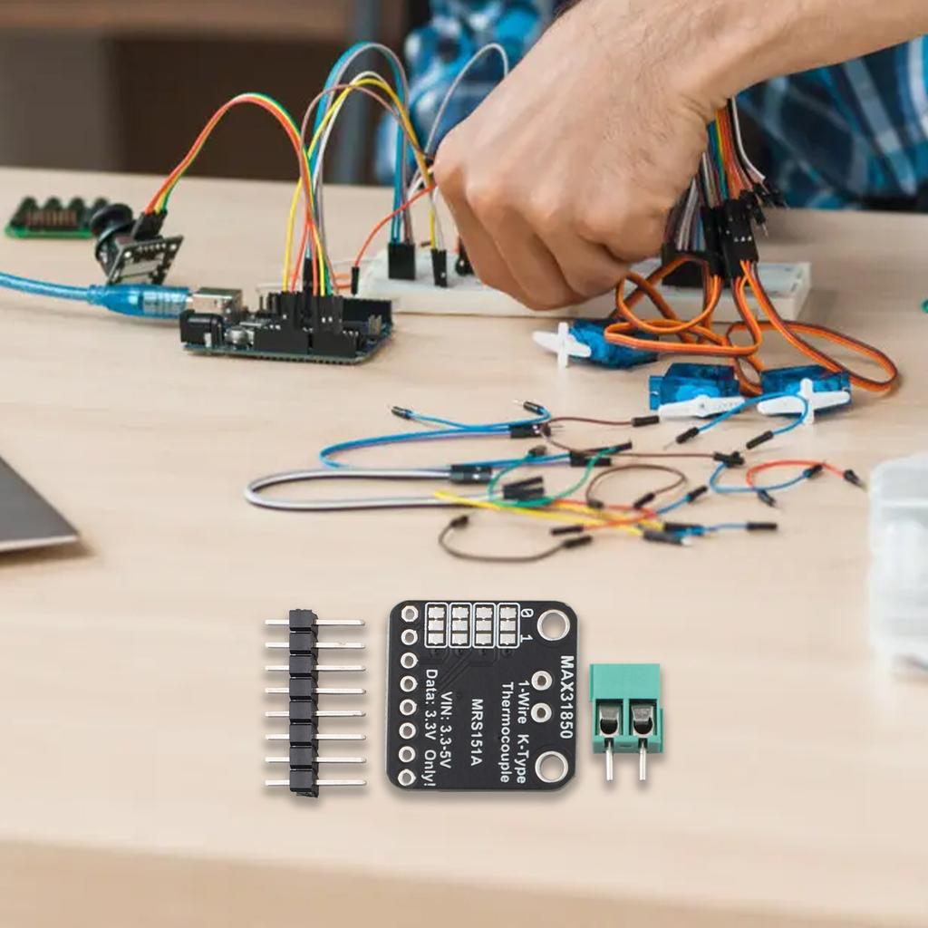 Сборка модуля термопары MAX31850K с 1 проводом для микроконтроллерных приложений на макетной плате