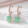 Кинель квадратные сине-зеленые висячие серьги с натуральным цирконом для женщин, розовое золото, бутиковые ювелирные изделия, вечерние украшения