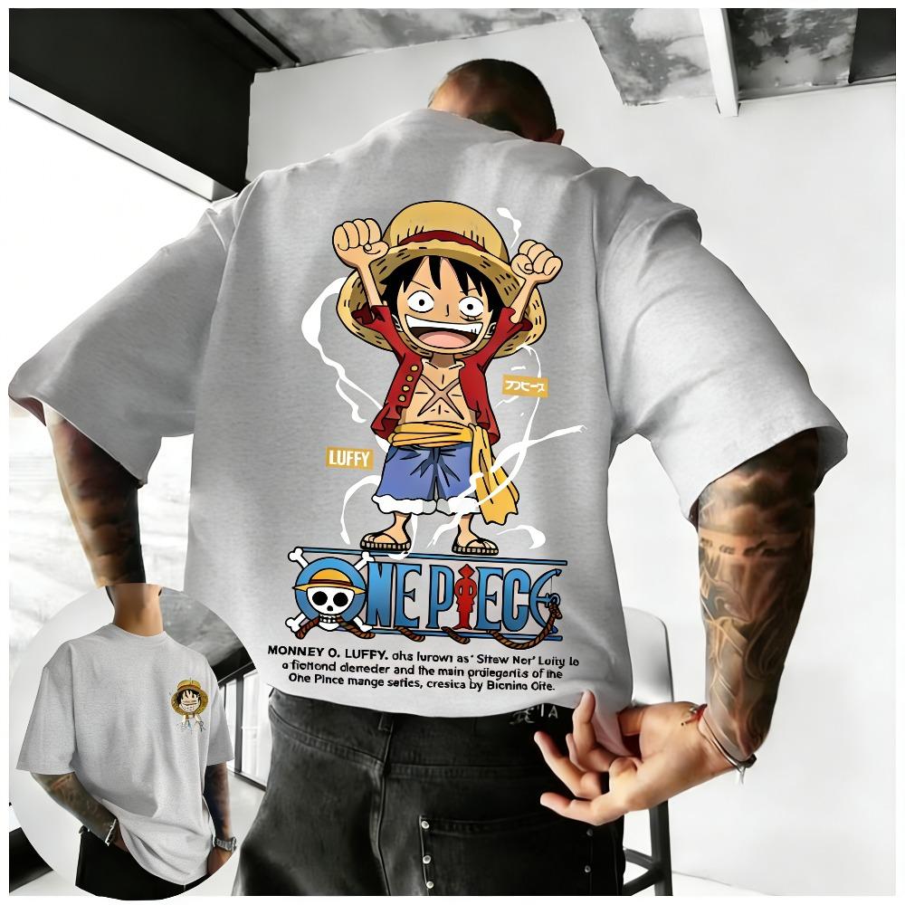 Plus Size One Piece Anime Printed Men and Women Tshirt Casual Parent Child Top Fashion Y2K Street Wear Summer Harajuku Style