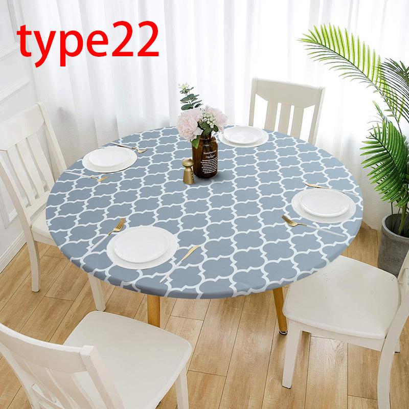 Classic Round Pattern Home Kitchen Elastic Tablecloth Waterproof Nonslip Table Cloth Cover