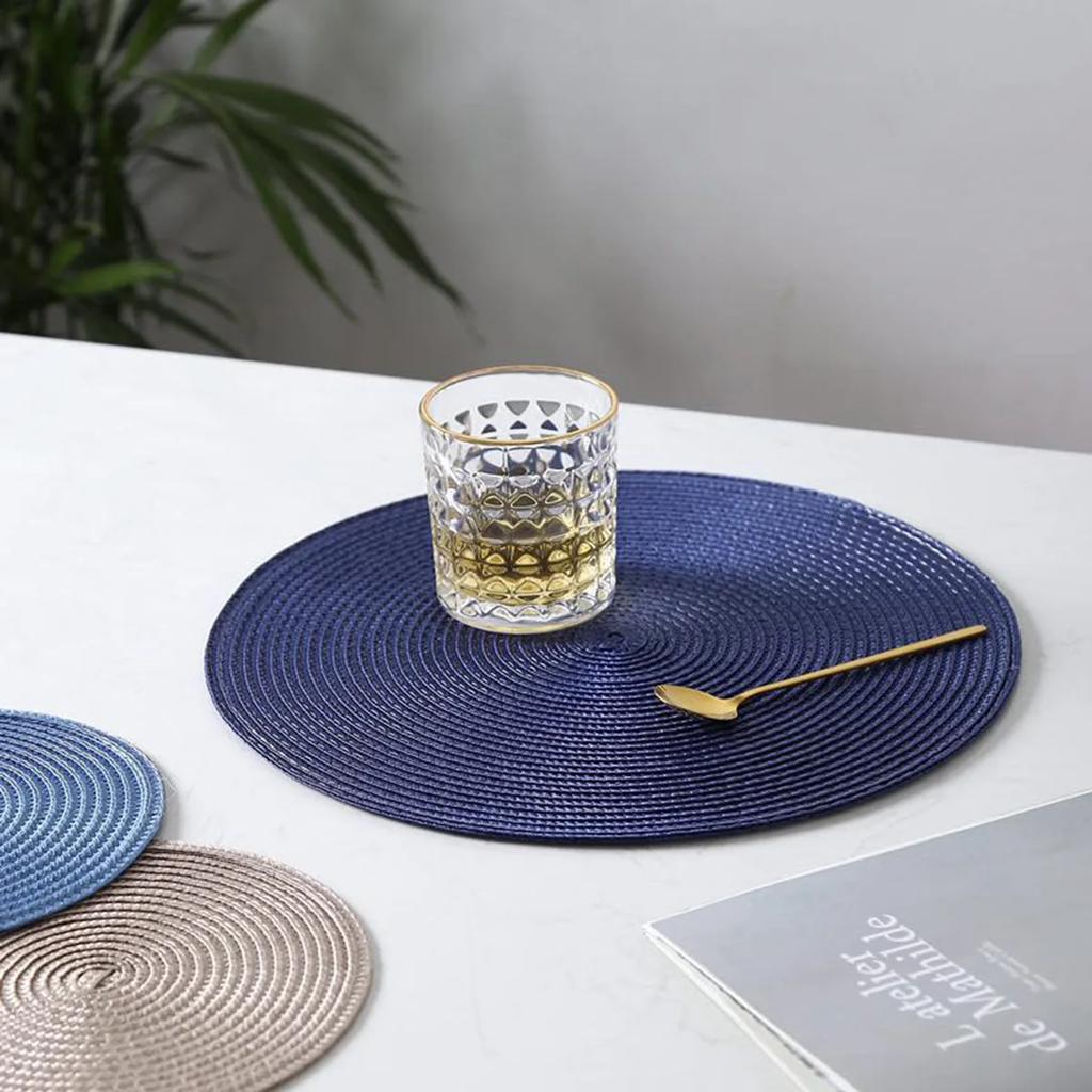 38cm European Style Round Woven Mats & Pads, Heat-Resistant and Non-Slip Place Mats for Dining Table, Ideal for Outdoor Picnic