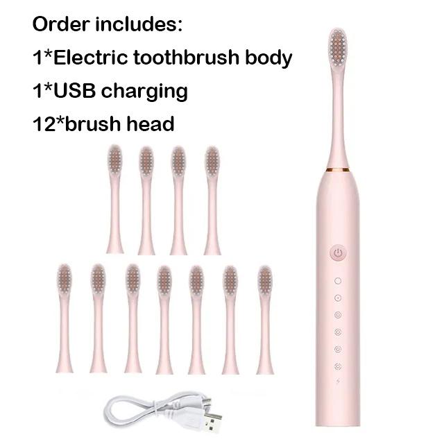 Electric Toothbrush Smart Timing Tooth Brush USB Rechargeable Teeth Clean Whitening Sonic Toothbrush With Replacement Head