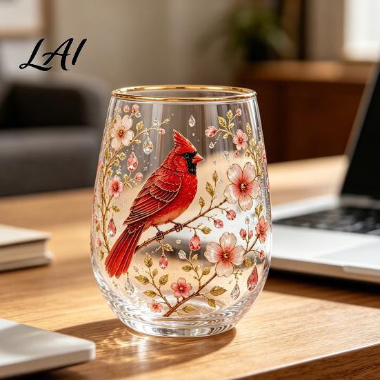 Scratch Resistant Glassware Hummingbird Morning Glass Cup Whiskey Tumbler Glass Heat Garden Themed Drinkware Floral Design Wine for Home Bar Durable