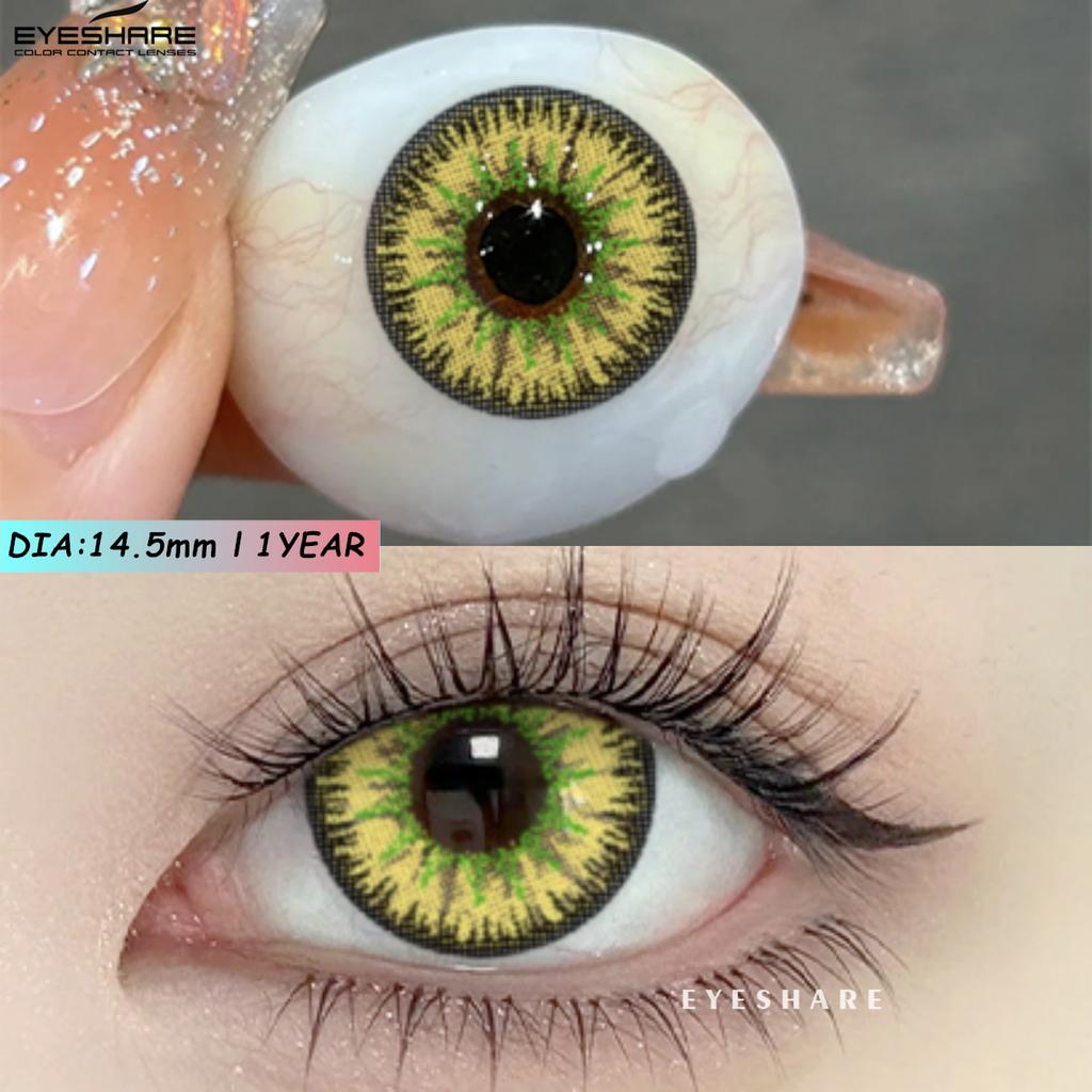 Eyeshare Абсолютно новые цветные контактные линзы для ролевых игр на Хэллоуин, синие очки с красным зрачком, розовые косметические линзы, цветные линзы для макияжа в стиле аниме, 1 пара