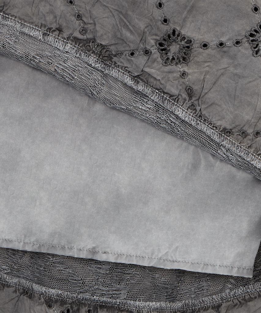 Ulkin [Runway] Traditionally Dyeing Persimmon, Ink Mugunghwa Punching Lace Frill Long Skirt_Brown