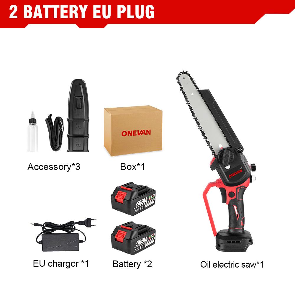 ONEVAN 8-дюймовая бесщеточная электрическая пила с масляным баллончиком, аккумуляторный инструмент для обрезки деревьев, цепная пила для деревообработки, аккумулятор Makita 18 В