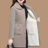 Imitation Lamb Wool Coat Women's New Autumn and Winter Fleece Thickened Plus Size Medium and Long Composite Coat Hooded Padded Jacket