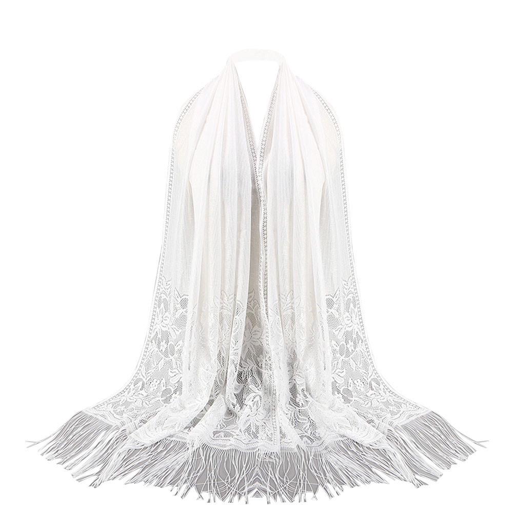 Женский мусульманский исламский кружевной шарф с кисточками и полым длинным хиджабом, шаль, палантин