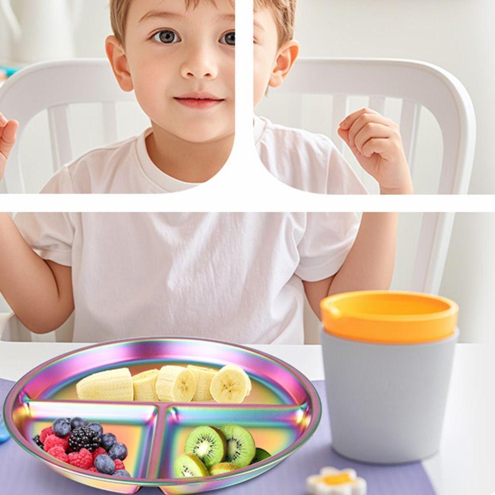 Ослепительная тарелка для контроля порций 304 нержавеющая сталь 3-секционный поднос для еды Взрослые/Дети