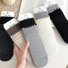 Female Spring and Autumn Retro Clash Color Wooden Ear Edge College Wind Tube Stack Socks