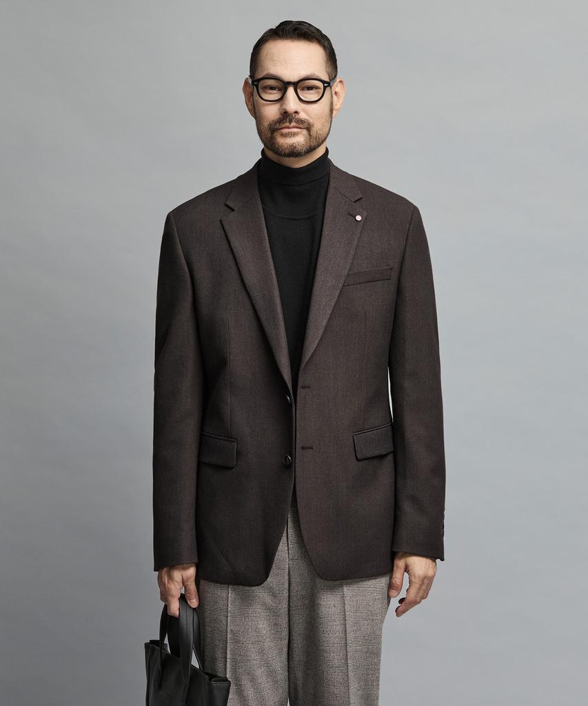 STCO Костюмный пиджак с мелкой полоской, двухцветный, Easy Care_Коричневый (Slim Fit)_Ssjvd01Sth