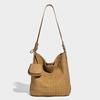 Niche Design Fashion Woven Bucket Bag for Women 2025 New Versatile Casual Lazy Style Commuter Shoulder Bag