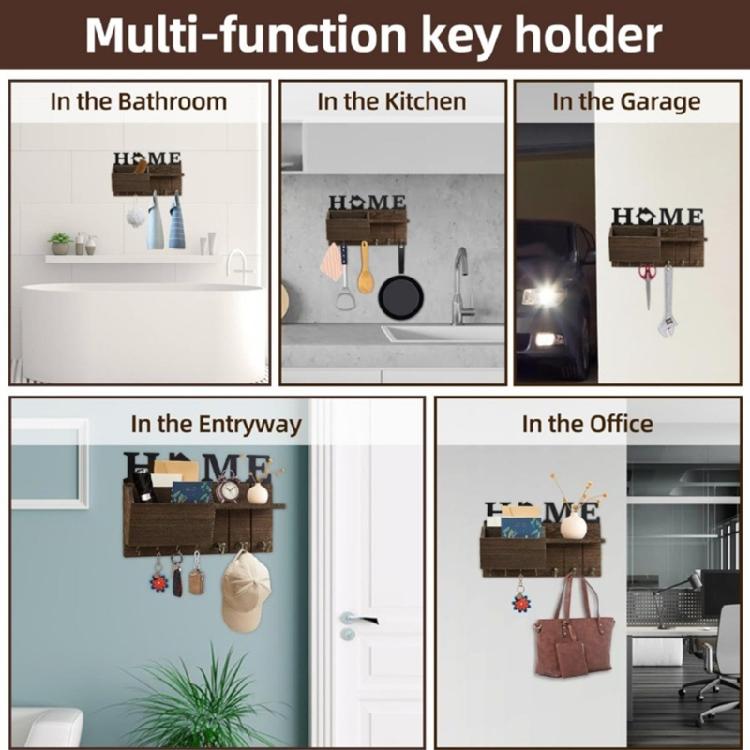 Настенная ключница и держатель для почты, декоративная вешалка для ключей, компактный крючок для пальто и поводка, многофункциональный настенный органайзер